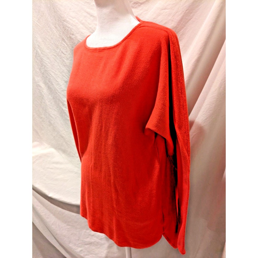 MICHAEL KORS Large Orange Womens Sweater Gold MK Logo Tag Long Sleeves New Cond.